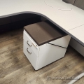 White with Brown Cushion Top 2 Drawer Pedestal Cabinet, Locking
